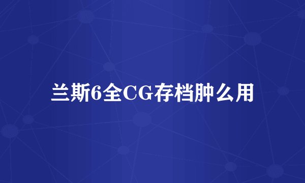 兰斯6全CG存档肿么用