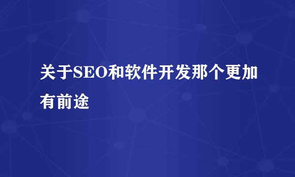 关于SEO和软件开发那个更加有前途