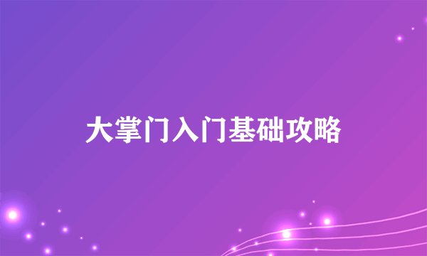 大掌门入门基础攻略