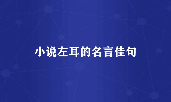 小说左耳的名言佳句