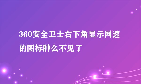 360安全卫士右下角显示网速的图标肿么不见了
