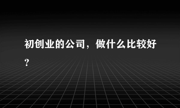 初创业的公司，做什么比较好？