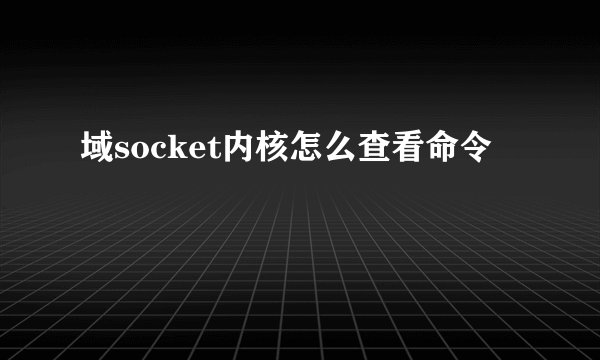 域socket内核怎么查看命令