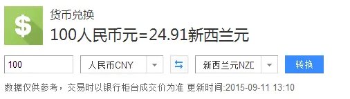 100人民币可以换成多少新西兰元