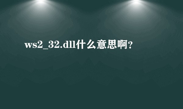 ws2_32.dll什么意思啊？