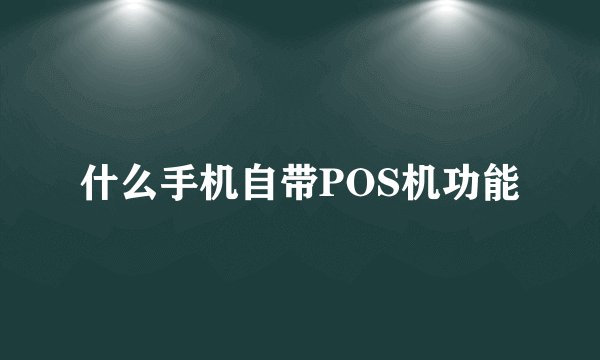 什么手机自带POS机功能