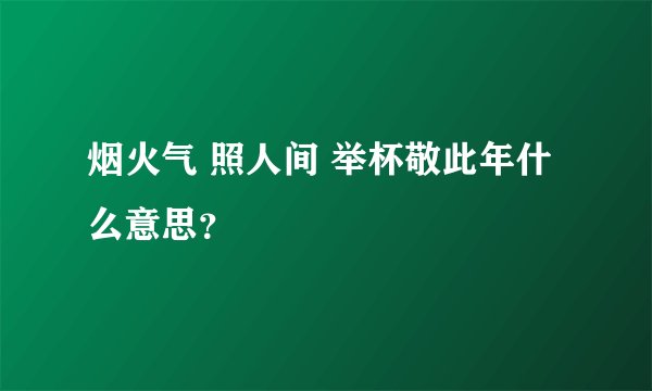 烟火气 照人间 举杯敬此年什么意思？