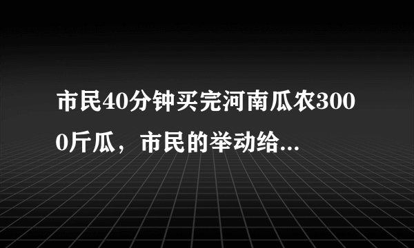 市民40分钟买完河南瓜农3000斤瓜，市民的举动给瓜农带来了哪些帮助？