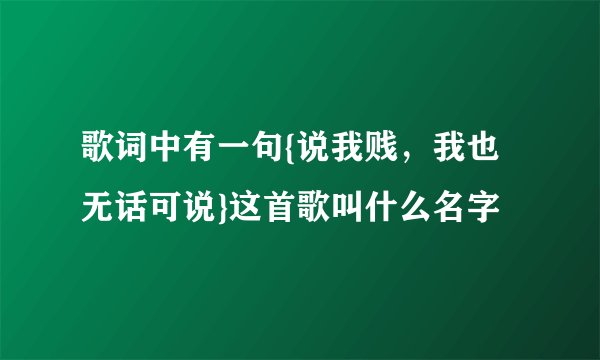 歌词中有一句{说我贱，我也无话可说}这首歌叫什么名字
