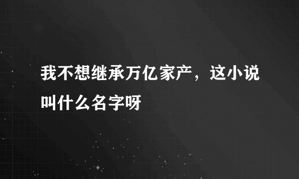 我不想继承万亿家产，这小说叫什么名字呀