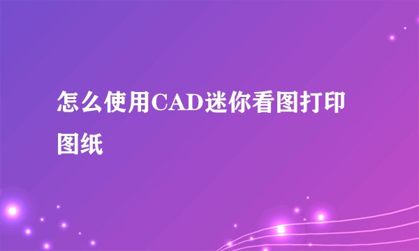怎么使用CAD迷你看图打印图纸