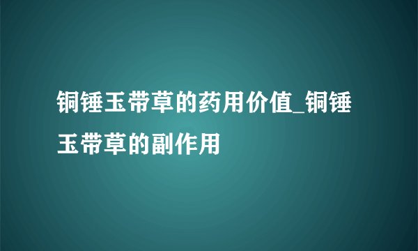 铜锤玉带草的药用价值_铜锤玉带草的副作用
