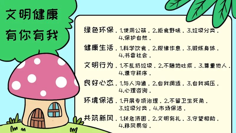 文明健康有你有我手抄报内容