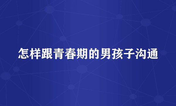 怎样跟青春期的男孩子沟通
