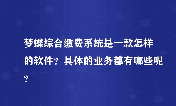 梦蝶综合缴费系统是一款怎样的软件？具体的业务都有哪些呢？