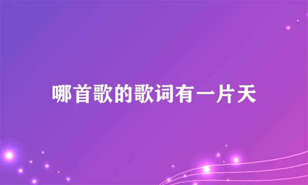 哪首歌的歌词有一片天