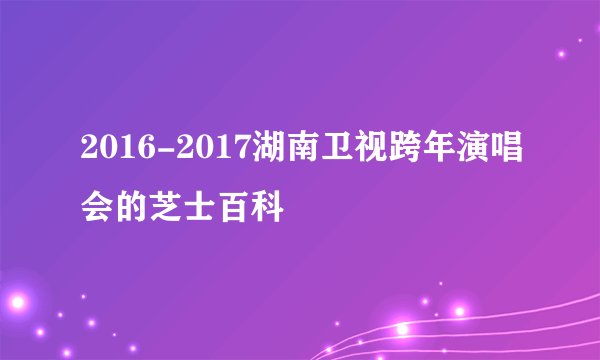 2016-2017湖南卫视跨年演唱会的芝士百科