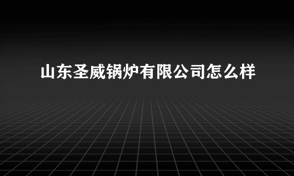 山东圣威锅炉有限公司怎么样