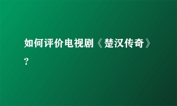 如何评价电视剧《楚汉传奇》？