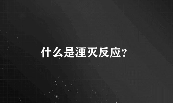 什么是湮灭反应？