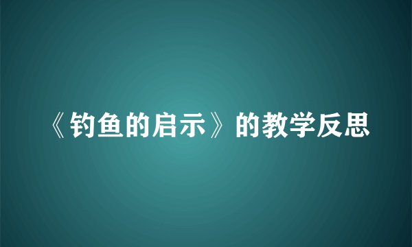《钓鱼的启示》的教学反思