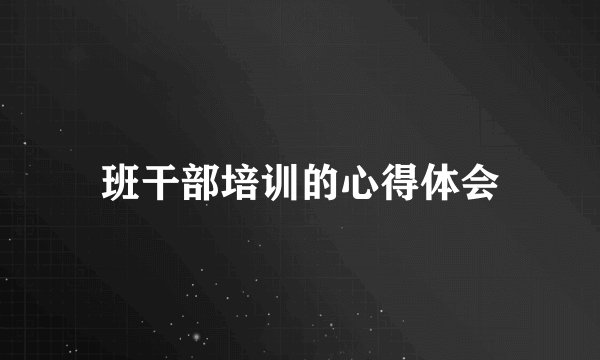 班干部培训的心得体会