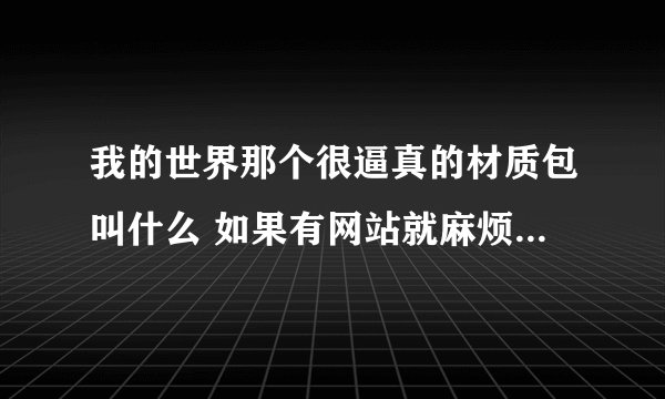 我的世界那个很逼真的材质包叫什么 如果有网站就麻烦发过来！！！！谢谢谢谢谢谢