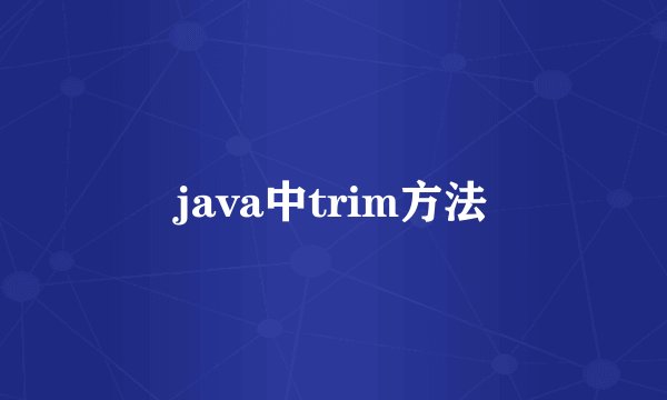 java中trim方法