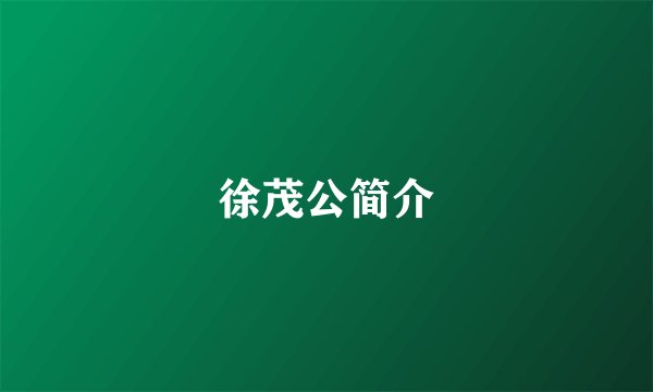 徐茂公简介