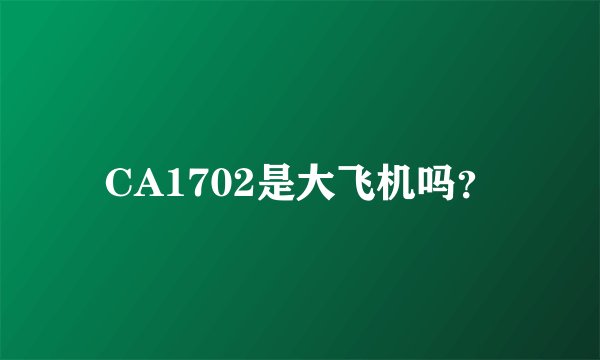 CA1702是大飞机吗？