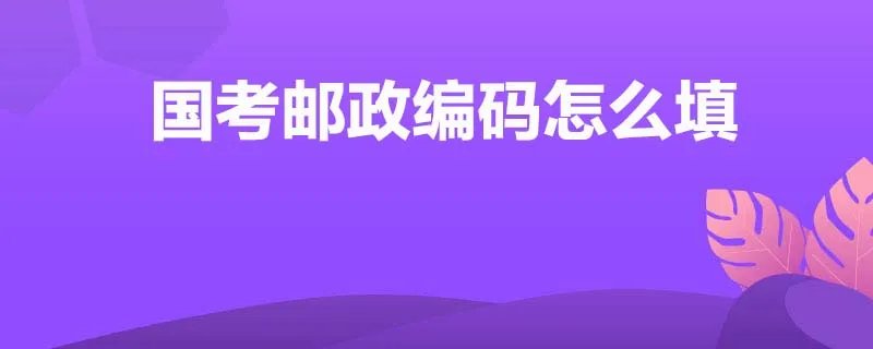 国考邮政编码怎么填