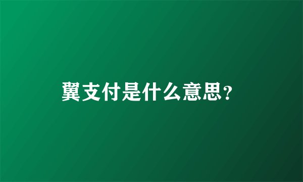 翼支付是什么意思？