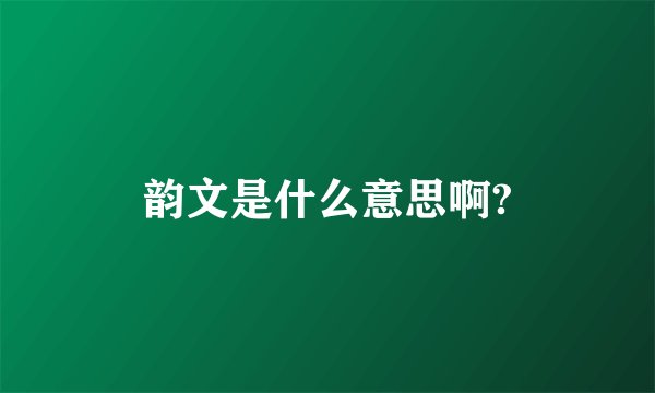 韵文是什么意思啊?