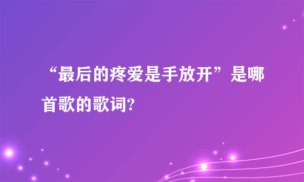 “最后的疼爱是手放开”是哪首歌的歌词?