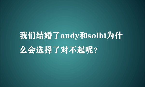 我们结婚了andy和solbi为什么会选择了对不起呢？