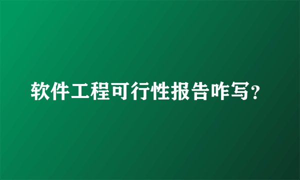 软件工程可行性报告咋写？