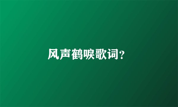 风声鹤唳歌词？