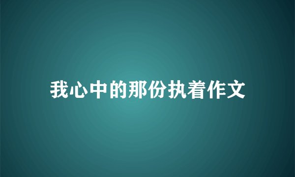我心中的那份执着作文