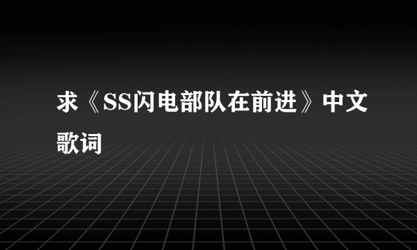 求《SS闪电部队在前进》中文歌词
