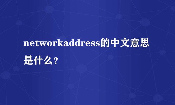 networkaddress的中文意思是什么？