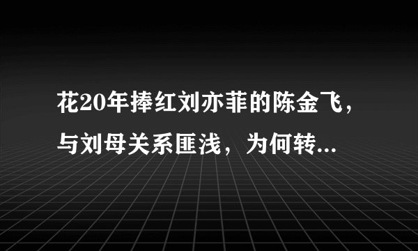 花20年捧红刘亦菲的陈金飞，与刘母关系匪浅，为何转身娶了杨采钰