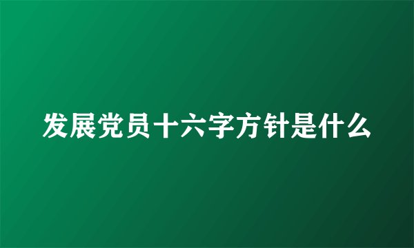发展党员十六字方针是什么