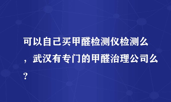 可以自己买甲醛检测仪检测么，武汉有专门的甲醛治理公司么？