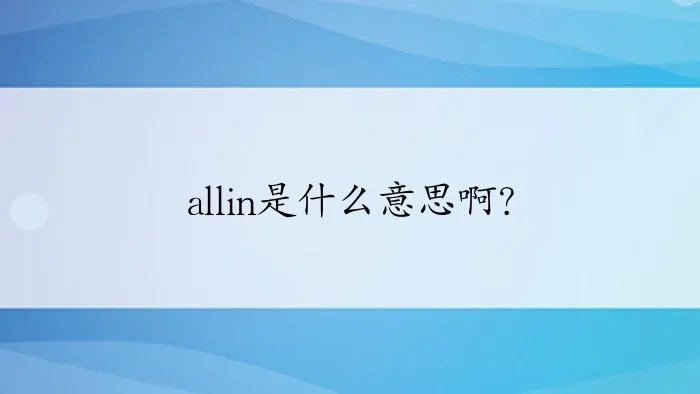 allin是什么意思啊？