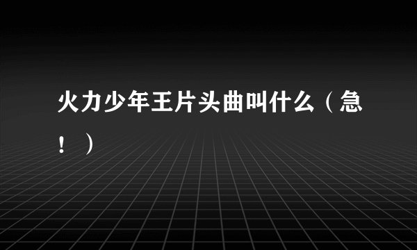 火力少年王片头曲叫什么（急！）