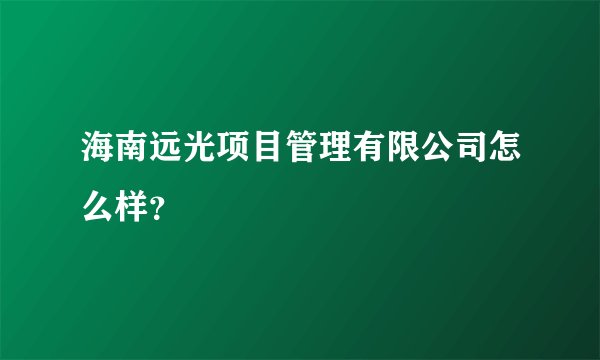 海南远光项目管理有限公司怎么样？