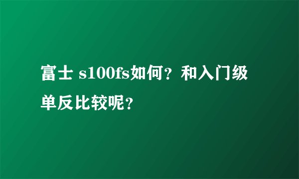 富士 s100fs如何？和入门级单反比较呢？