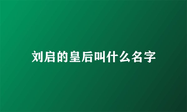 刘启的皇后叫什么名字
