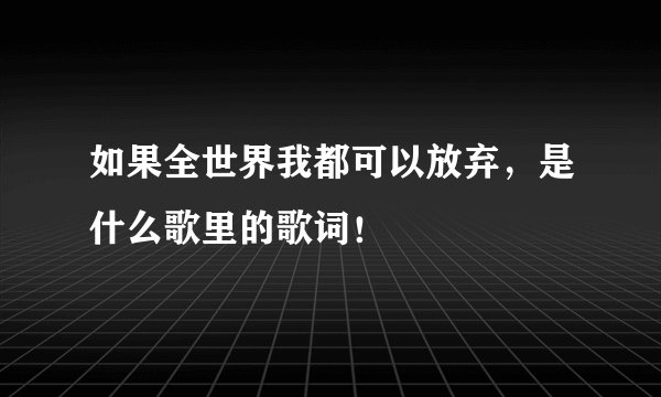 如果全世界我都可以放弃，是什么歌里的歌词！