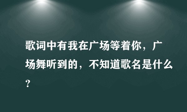 歌词中有我在广场等着你，广场舞听到的，不知道歌名是什么？